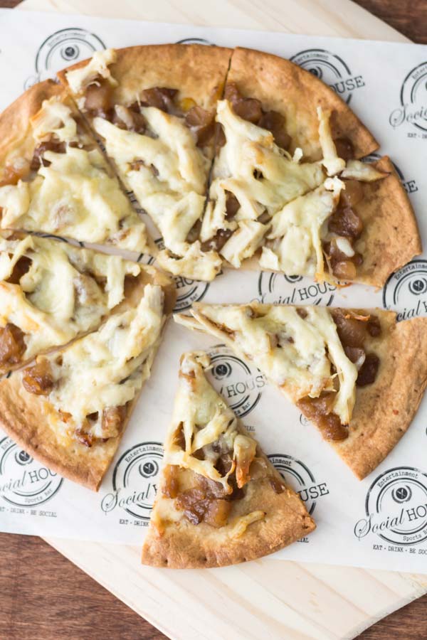 Chicken Flatbread Pizza with Apple Caramelized Onion Spread is the best easy recipe for entertainment. We made the Chicken Flatbread Pizza with the Apple Caramelized Onion Spread, price $9.99. Find this product and other recipes at Spoonabilities.com