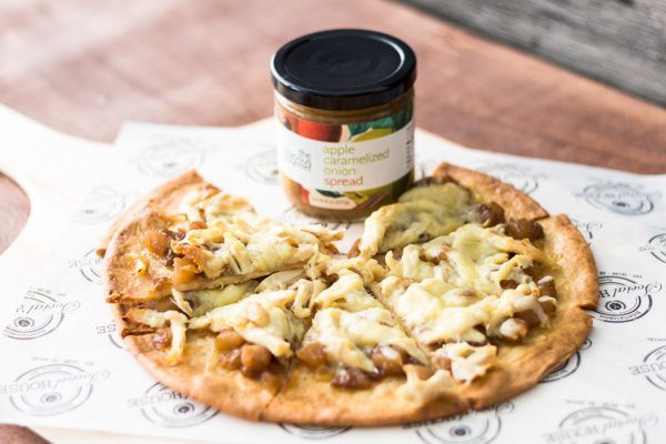 Chicken Flatbread Pizza with Apple Caramelized Onion Spread is the best easy recipe for entertainment. We made the Chicken Flatbread Pizza with the Apple Caramelized Onion Spread, price $9.99. Find this product and other recipes at Spoonabilities.com