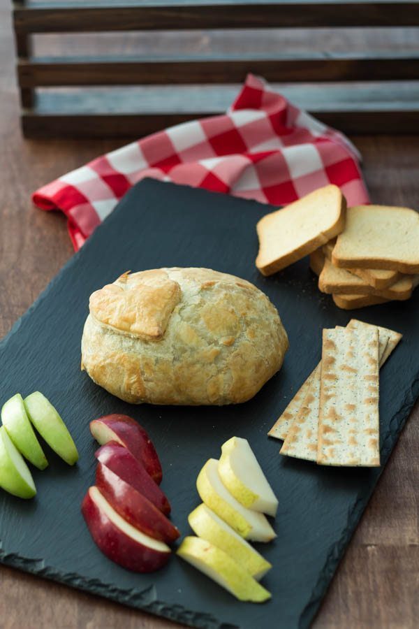 Baked Brie Jam in Puff Pastry with Almond Butter. Featuring our Jalapeño Raspberry Jam at Spoonabilities.com