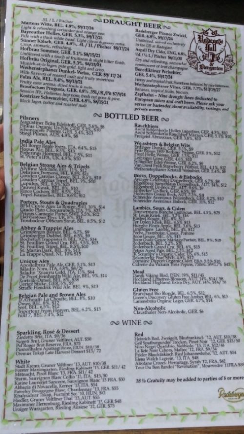 Beer Menu