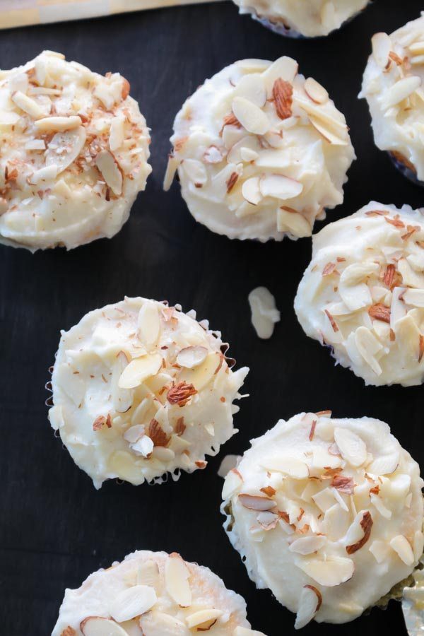 Fig Jam-Filled Almond Cupcakes at Spoonabilities