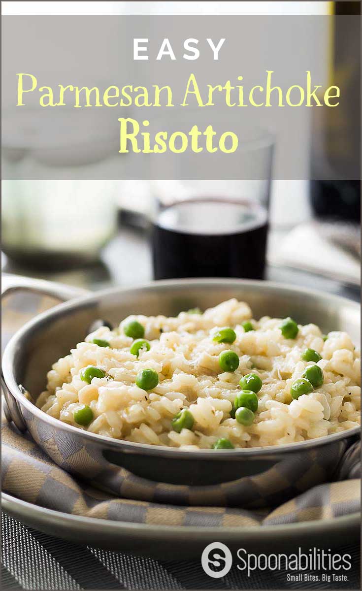 Easy Parmesan Artichoke Risotto. Using Artichoke Parmesan Tapenade, peas and a few other, this recipe is so easy you will wonder why you haven't done it before. Spoonabilities.com