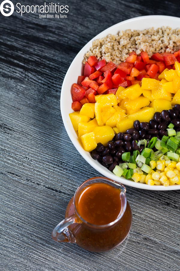 Rainbow Salad with Santa Fe Salad Dressing made with Raspberry Jalapeno Jam