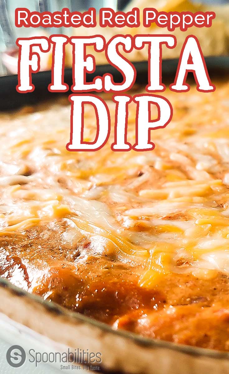 This recipe for Fiesta Roasted Red Pepper Dip is the perfect vegetarian appetizer or starter for any weekend party or Sunday football game. You can make this recipe ahead in 5 minutes for an easy dip with tons of flavors. Easy, Fast, Make Ahead, Vegetarian. Spoonabilities.com