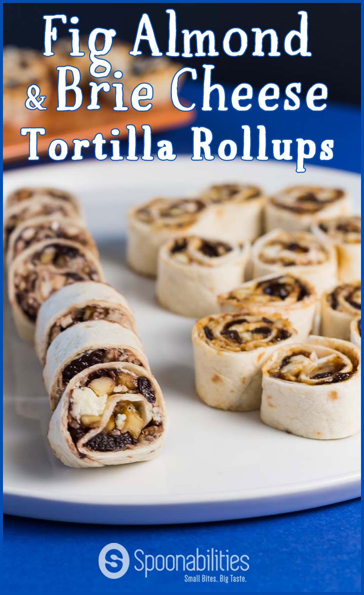 Fig Almond & Brie Cheese Tortilla Roll Ups is another recipe from our easy 1-2-3 recipe collection. This appetizer is ready in less than 15 minutes. These Roll Ups are soft, sweet and crunchy. Made with our Fig Almond Spread. Spoonabilities.com