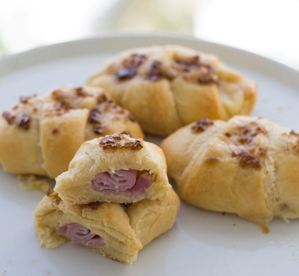 Ham & Cheese Croissant Crescent Rolls with Raspberry Jalapeño Jam