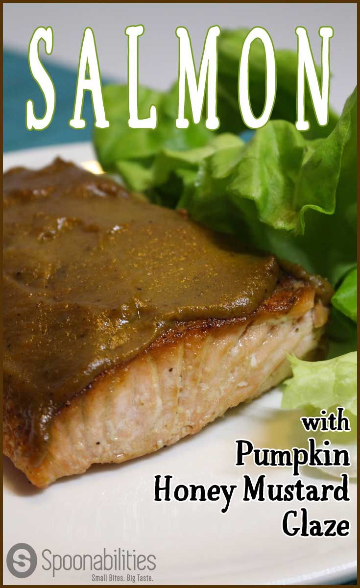 This Salmon with Pumpkin Honey Mustard Glaze is my go-to recipe when I cook salmon. Its is easy to make with 3 steps, the mustard topping keeps the salmon moist and gives a lot of flavor with only one ingredient. You can make this dish in 15 minutes for any weeknight dinner. Spoonabilities.com