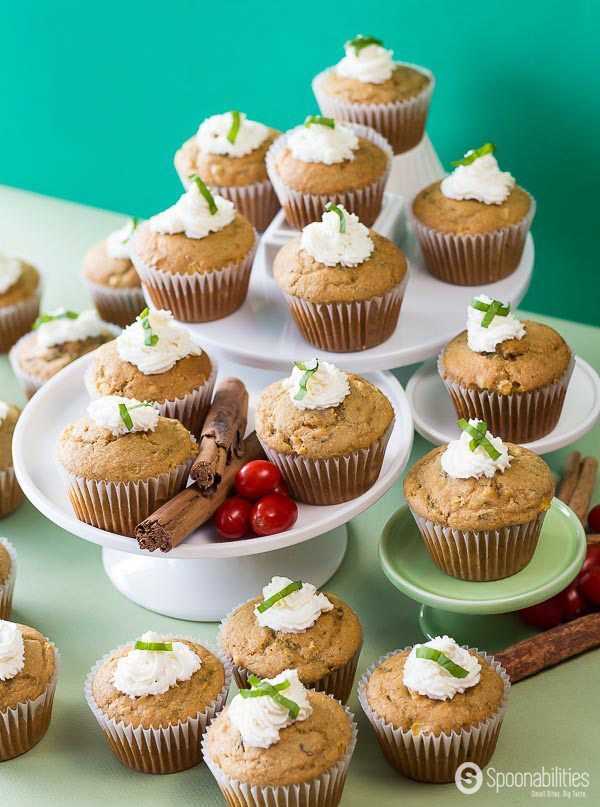 Savory Corn Muffins recipe with Ricotta Cheese, Cinnamon Clove Tomato Jam and topped with a Basil. This Muffins or cupcakes are a beautiful transition from summer produces like corn and tomato and the aromatic spices from the fall. These muffins are delicious, sweet, savory and moist. Spoonabilities.com