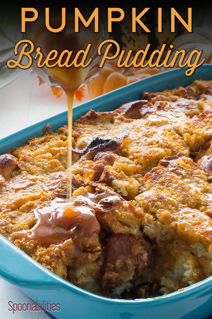 Pumpkin Bread Pudding with Caramel Sauce