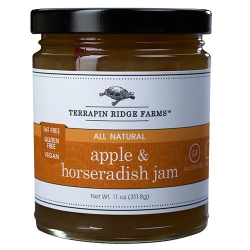 The Gourmet Jam Gift Set includes Apple Horseradish Jam Your taste buds will be delighted with the unusual combination of naturally sweet apple juice and the hearty kick of horseradish. Producer Terrapin Ridge, available at Spoonabilities.com