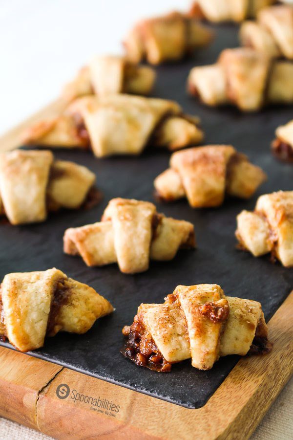 Easy Rugelach, Easy Rugelach cookies, walnut filled jam, Fig Jam, Jewish dessert, holiday, Hanukkah, Christmas cookie. Fig Jam Available at Spoonabilities