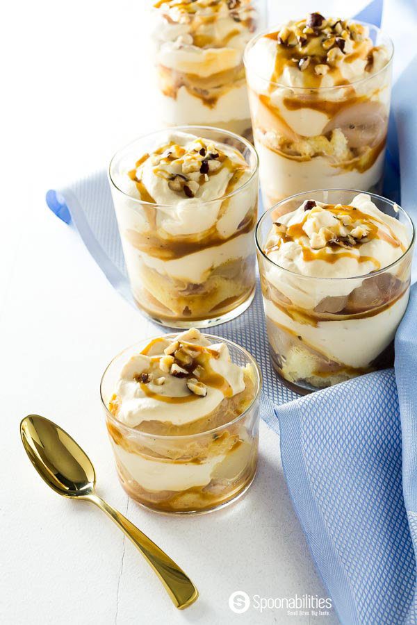 Easy Salted Caramel Pear Trifle recipe with Coop's Salted Caramel Sauce. Available at Spoonabilities.com