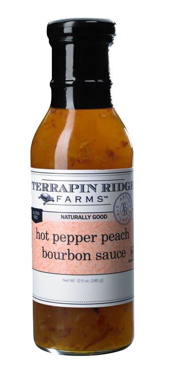 Gourmet Glaze and Sauce Gift Set 3-pack with Hot Pepper Peach Bourbon Sauce from Terrapin Ridge Farms. You can use them to broil, bake, Grill or just out of the jar to elevate your everyday meals into delicious gourmet meals. Available at Spoonabilities.com