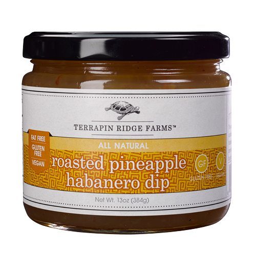 Roasted Pineapple Habanero Dip, this dip is spicy, savory and sweet with roasted pineapple, red pepper & green bell pepper, onion and hot habaneros. From Terrapin Ridge Farms. Available at Spoonabilities.com