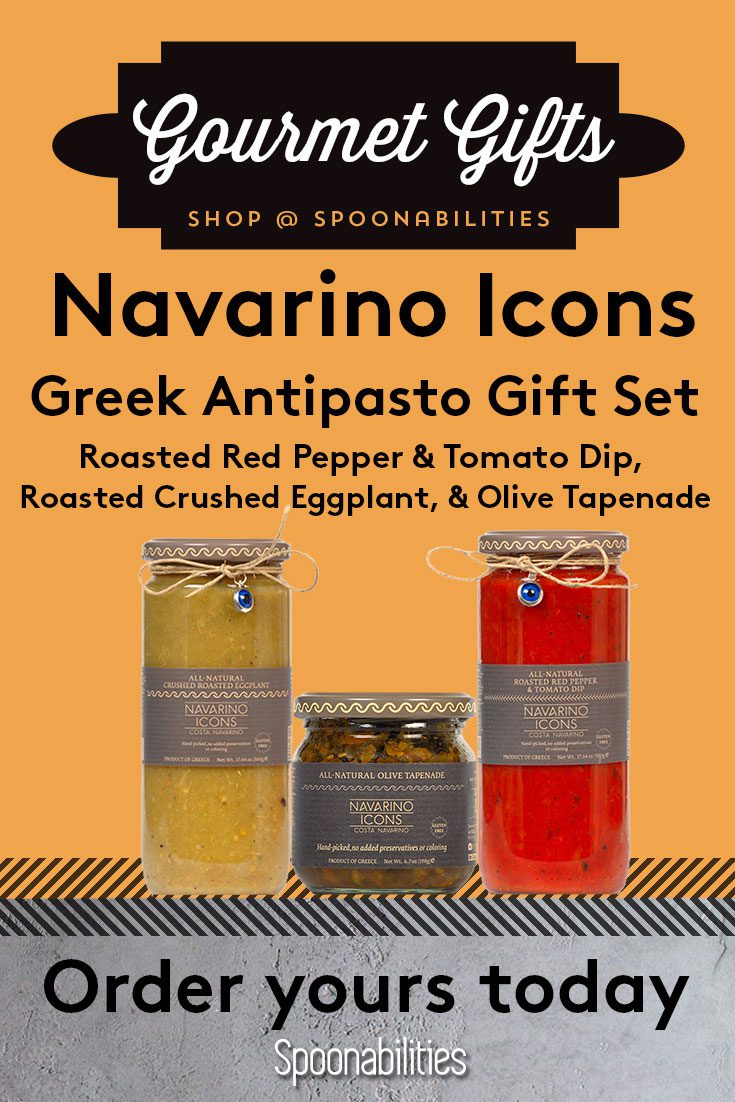 Greek Antipasto Gift Set | Roasted Red Pepper & Tomato Dip, Roasted Crushed Eggplant & Greek Olive Tapenade
