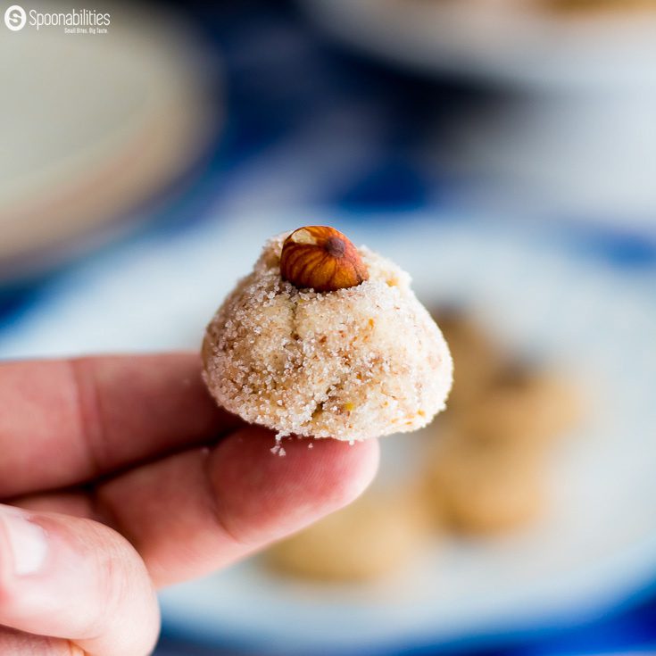 Lemony Almond Macaroons is a deliciously easy recipe. Passover dessert in a ball shape covered in sugar. Gluten free. Recipe at spoonabilities.com