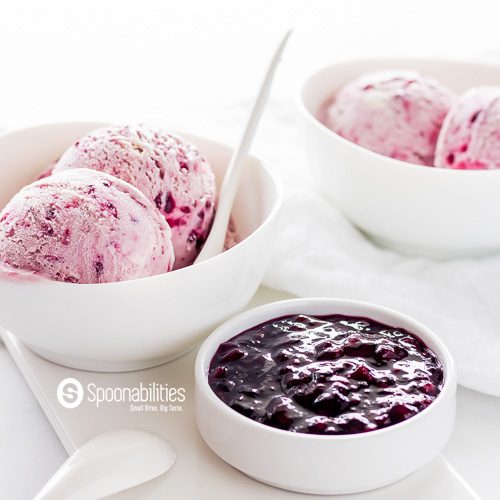 Boysenberry Ice Cream is sweet, delicious and refreshing. Easy recipe with only vanilla ice cream and Boysenberry Fruit Spread. Spoonabilities.com