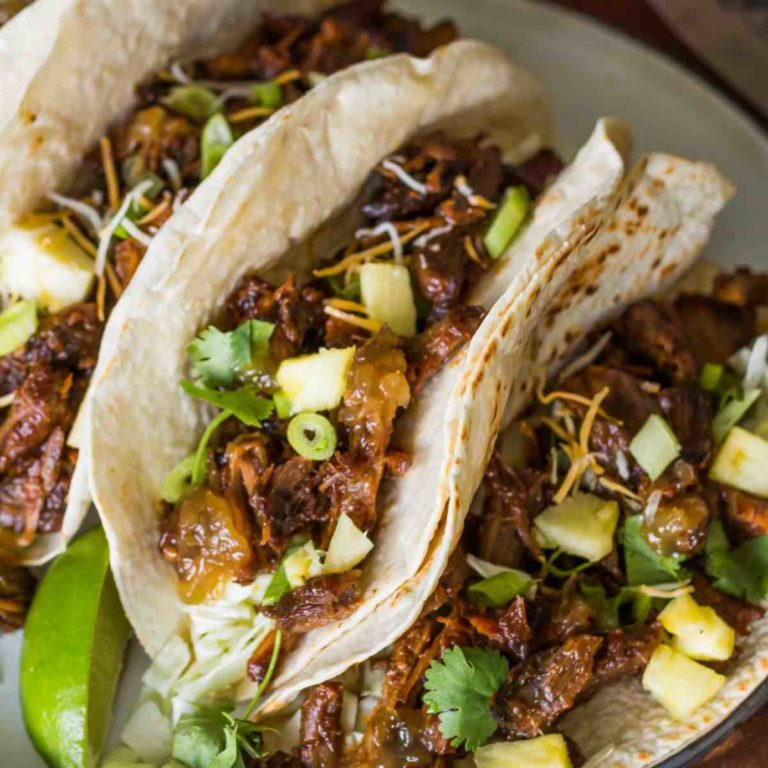 Tacos are staple mexican party food so try this with Pork Carnitas with Roasted Pineapple Habanero Sauce