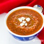 Easy Gazpacho Recipe is a traditional Spanish cold soup. This one made with Roasted Red Pepper Salsa by Taste Weavers, fresh vegetables and Greek olive oil from Navarino Icons Eleon. It only takes 10 minutes to make. Spoonabilities.com