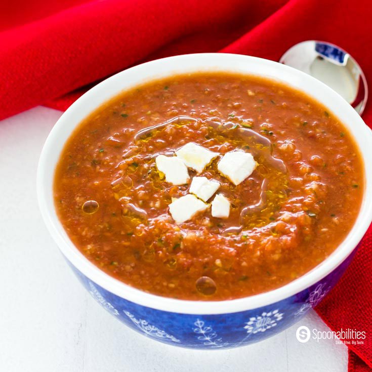 10-minute Easy Gazpacho Recipe is a cold soup recipe that is originally from Spain and made from fresh vegetables with a rich tomato flavor. Spoonabilities.com