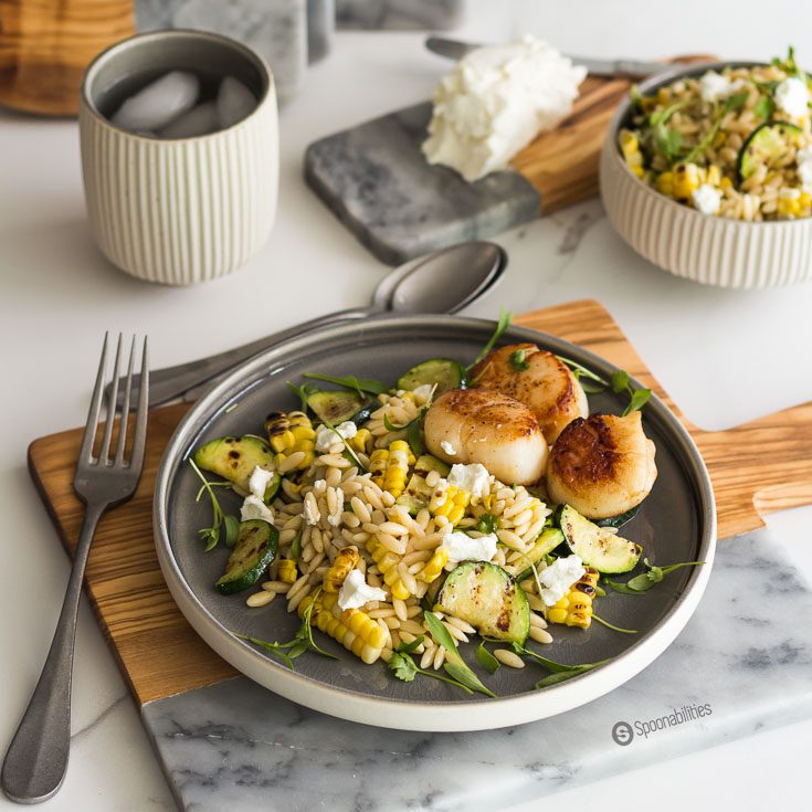 Cilantro MicroGreens give a subtle taste to this Grilled Corn Zucchini Orzo Salad with a peppery bite and a hint of grassiness. Spoonabilities.com