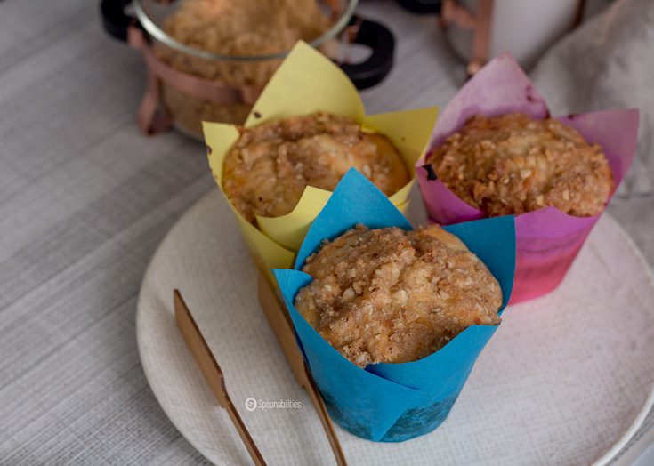 These Apricot Cheesecake Muffins are so moist, airy and super delicious. The muffins have L’Epicurien Apricot Preserve inside.