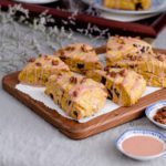 Wooden board of six Cherry Pumpkin Scones