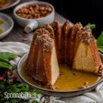 Pecan Pie Bundt Cake with brown sugar syrup was made in the shape of the Kugelhopf Bundt pan. Spoonabilities.com