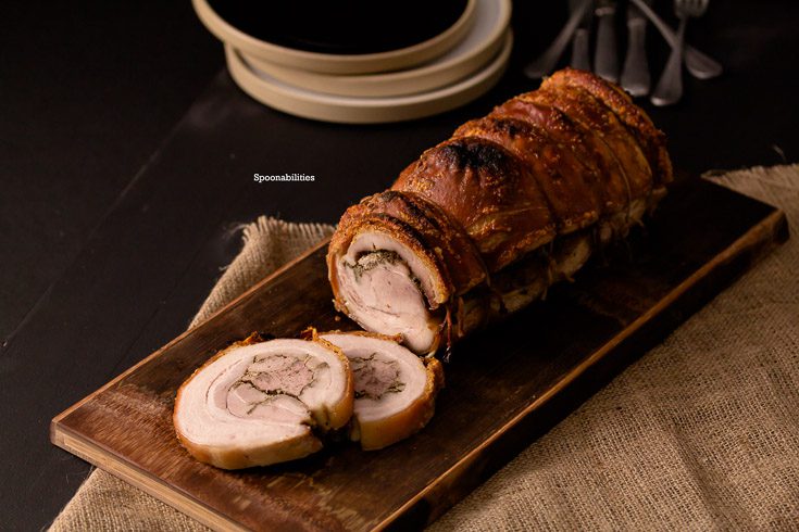 Pork Porchetta is an all-year-round dinner recipe for any occasion; perfect during summer to eat as a sandwich, for a special dinner, or during the fall holiday season. Spoonabilities.com