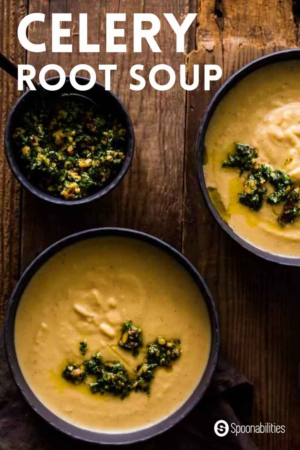 Creamy Celery Root Soup with Walnut-Parsley Gremolata