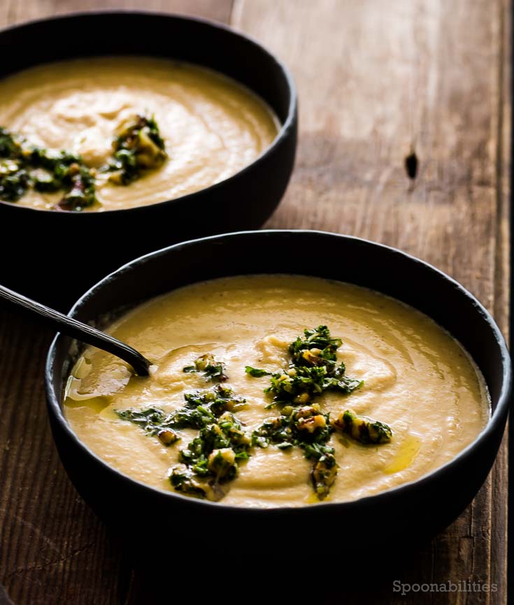 Celery Root Soup is creamy bisque-like soup is flavorful. Celery root flavor is slightly sweet with a mild celery flavor. Spoonabilities.com