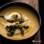 Celery Root Soup is my new favorite soup recipe. This creamy bisque-like soup is very flavorful and very easy to make with just a few ingredients. Spoonabilities.com