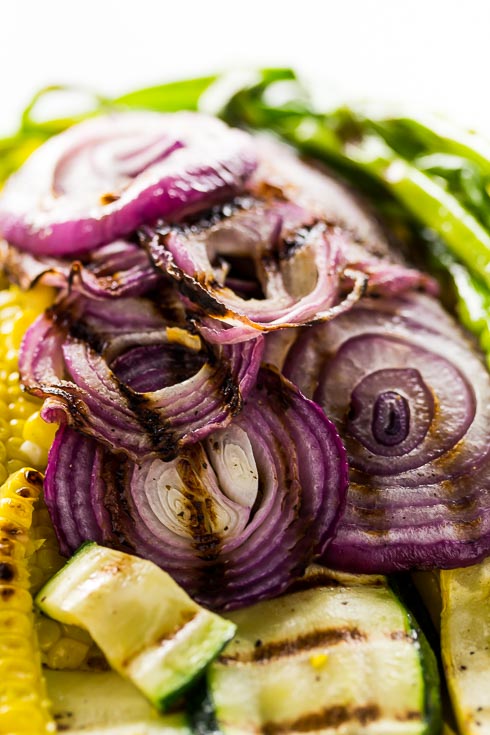 Red onion close up from the Grilled Summer Vegetables Recipe. Spoonabilities.com