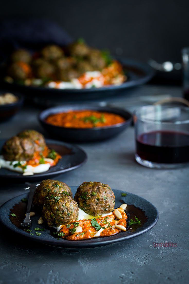 Three Spiced lamb meatballs are easy to make and packed with Mediterranean flavors with spices and herbs like fresh mint, parsley, cilantro, cumin, turmeric, paprika, oregano, onion & garlic. Spoonabilities.com