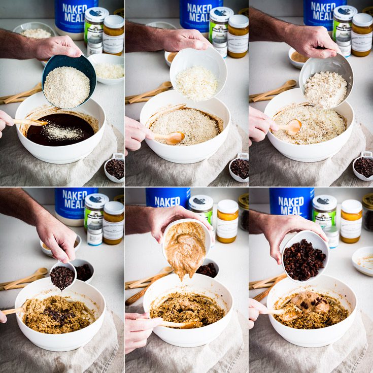 Step by Step process making the Protein Energy Bites. Step 7 to 12 steps. Spoonabilities.com