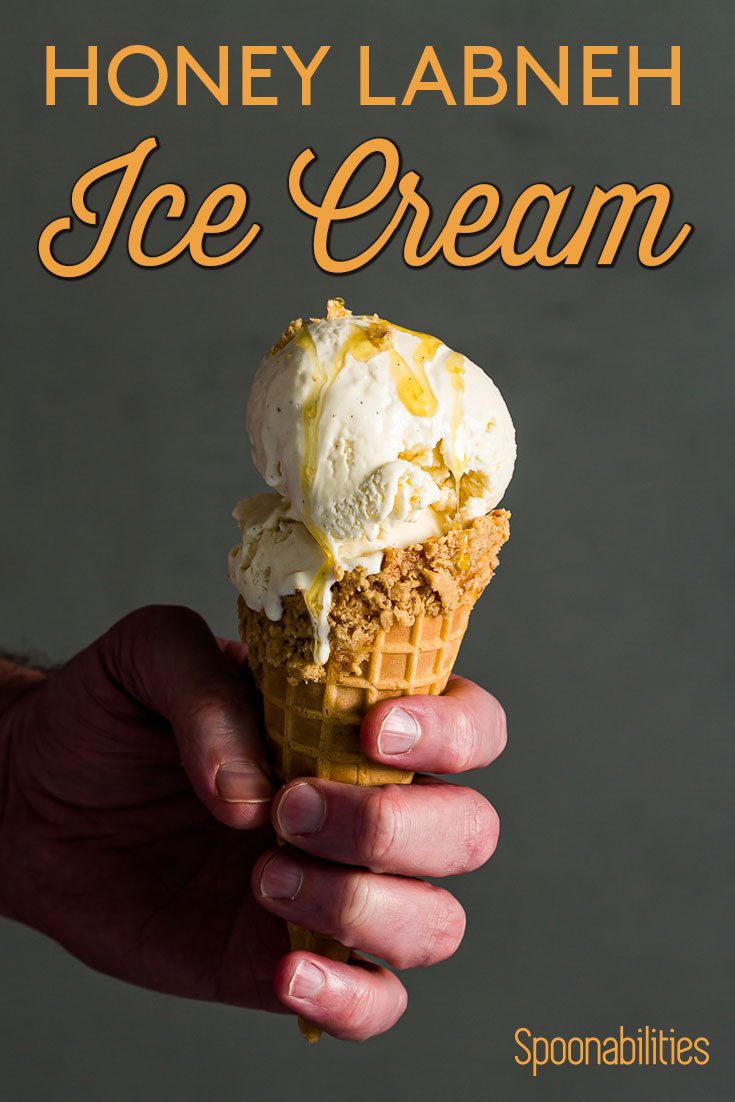 Honey Labneh Ice Cream in a waffle cone is a simple Middle Eastern inspired recipe with just a few ingredients. Made with Leatherwood Honey, this frozen yogurt style ice cream has the perfect balance of sweetness, smoothness, creaminess, and tanginess.