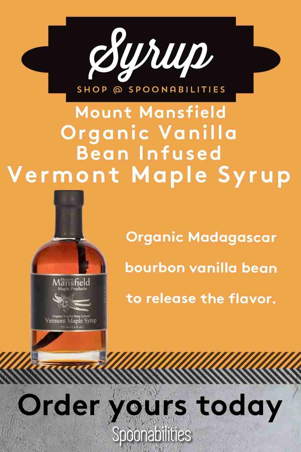Vermont Maple Syrup Organic Vanilla Bean infused