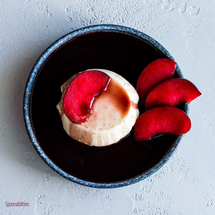 Labneh Kefir Panna Cotta with Red Wine Syrup is light Italian dessert. 10 leftover red wine syrup uses in sweet & savory recipes & 13 Panna Cotta toppings. Spoonabilities.com