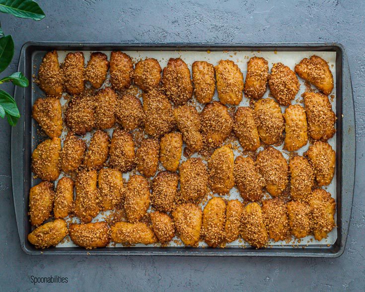 baking tray with Melomakarona Greek cookies. Spoonabilities.com