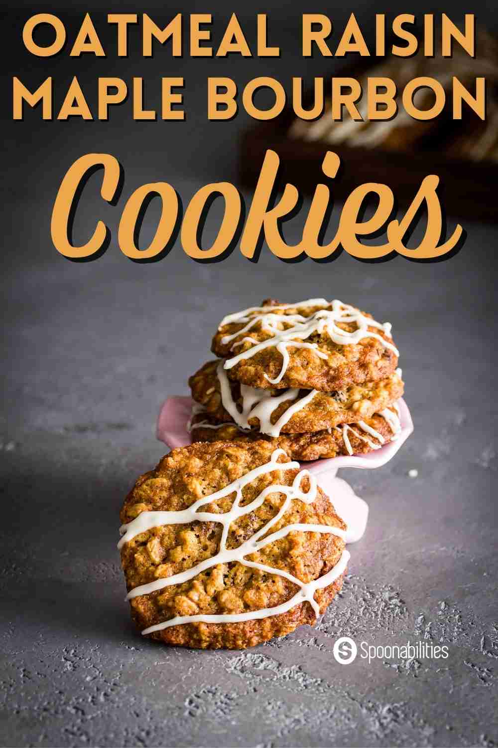 Oatmeal Raisin Maple Bourbon Cookies with Maple Syrup Glaze