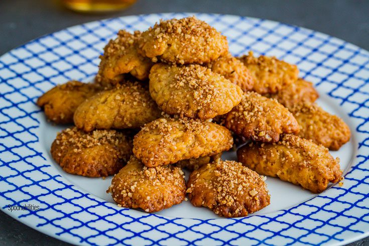 Close up of the plate with Greek Christmas cookies. Spoonabilities.com