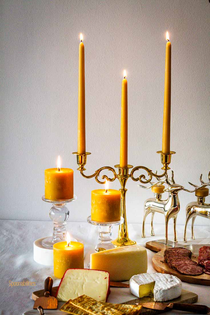 Beeswax taper candles are a timeless staple in home décor. We placed the tapers in a golden Candle stick holder. Spoonabilities.com