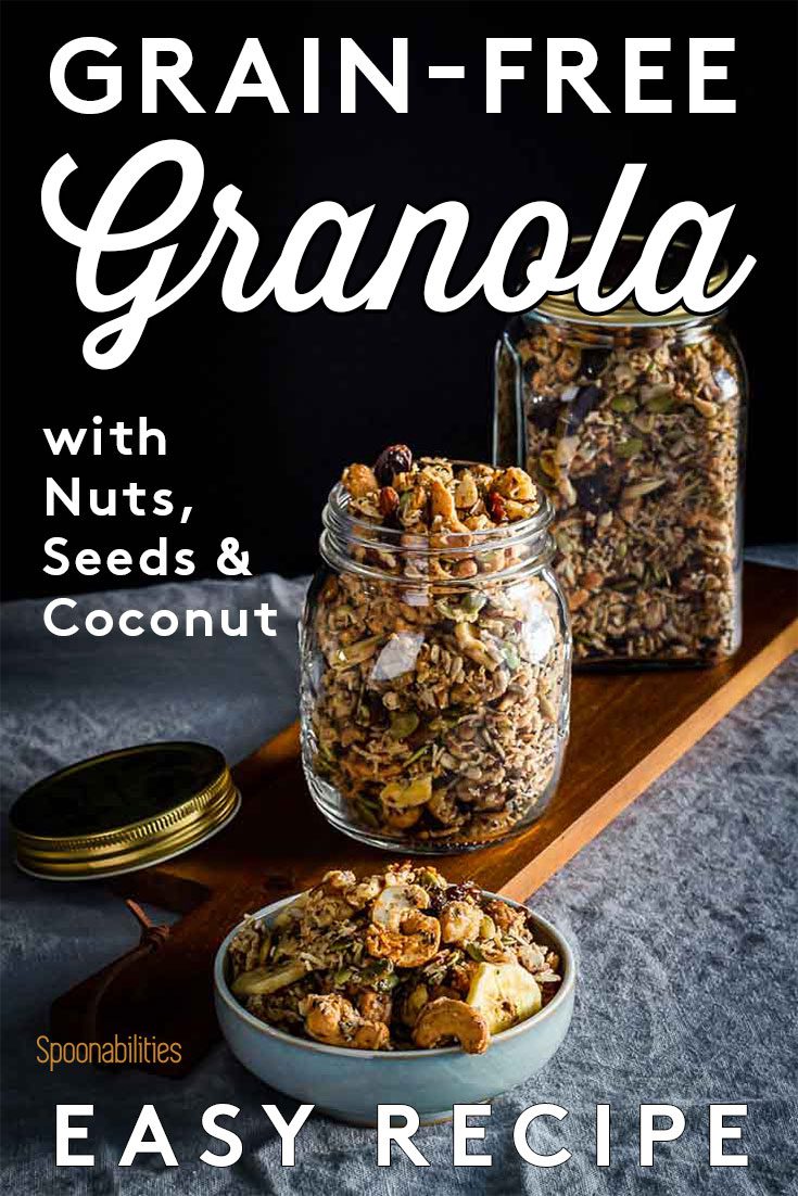 Grain-free granola in glass mason jar