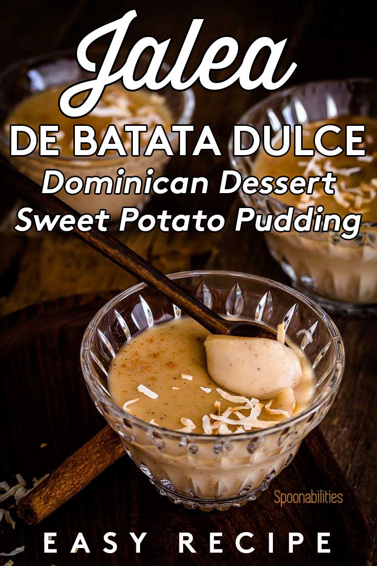 Jalea de Batata Dulce in a dessert glass bowl with a wooden spoon. Recipe at Spoonabilities.com