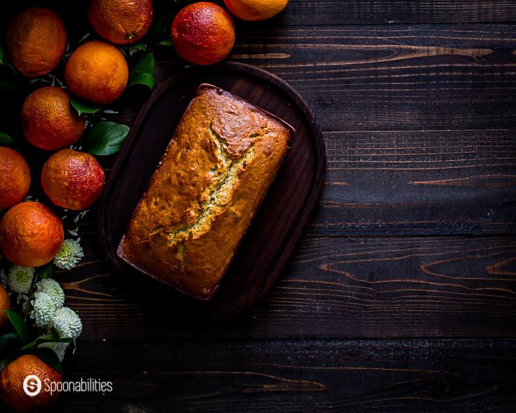 Blood orange cake right out of the oven. More details at Spoonabilities.com