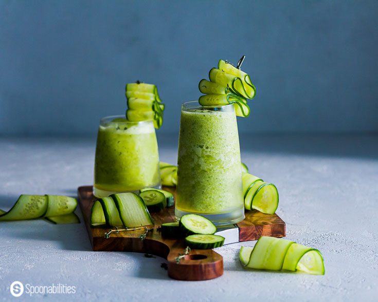 Two Margarita slush on a wood board