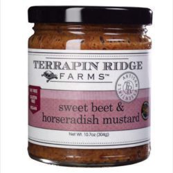 Sweet Beet and Horseradish Mustard is perfect for roast beef, steak, grilled salmon or crab cakes. The combination beets and horseradish with whole grain gourmet mustard create a distinctive mustard that can be added to a variety of recipes.