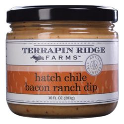 Hatch Chile Bacon Ranch Dip is made from prized chiles from Hatch, New Mexico, which are folded into whipped cream cheese. It is delicious on bagels and wraps, whisked into scrambled eggs, or as a dip for your favorite chip!