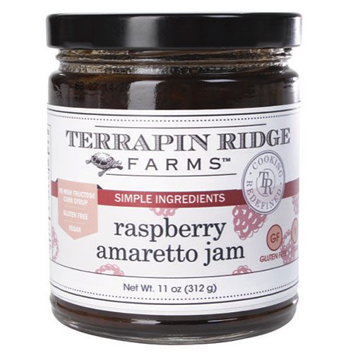 Raspberry Amaretto Preserve is made with tangy raspberries, almonds and vanilla. This is truly a delightful and tasty jam. Add to sautes chicken breast or to grilled cheese sandwiches. You will love it over bagels and cream cheese, pancakes and waffles. It is also an excellent jam for your favorite chocolate layer cake recipe and thumbprint cookies. Spoonabilities.com