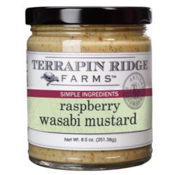 Raspberry Wasabi Mustard has a mild kick and sweetness. It's a perfect dip and topping for your favorite sandwich. It's an excellent glaze for hams, pork roasts and grilled tuna. For easy entertaining, use it to accompany your cheese and charcuterie boards.